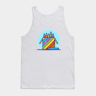 Colored Pencil Cartoon Vector Icon Illustration Tank Top